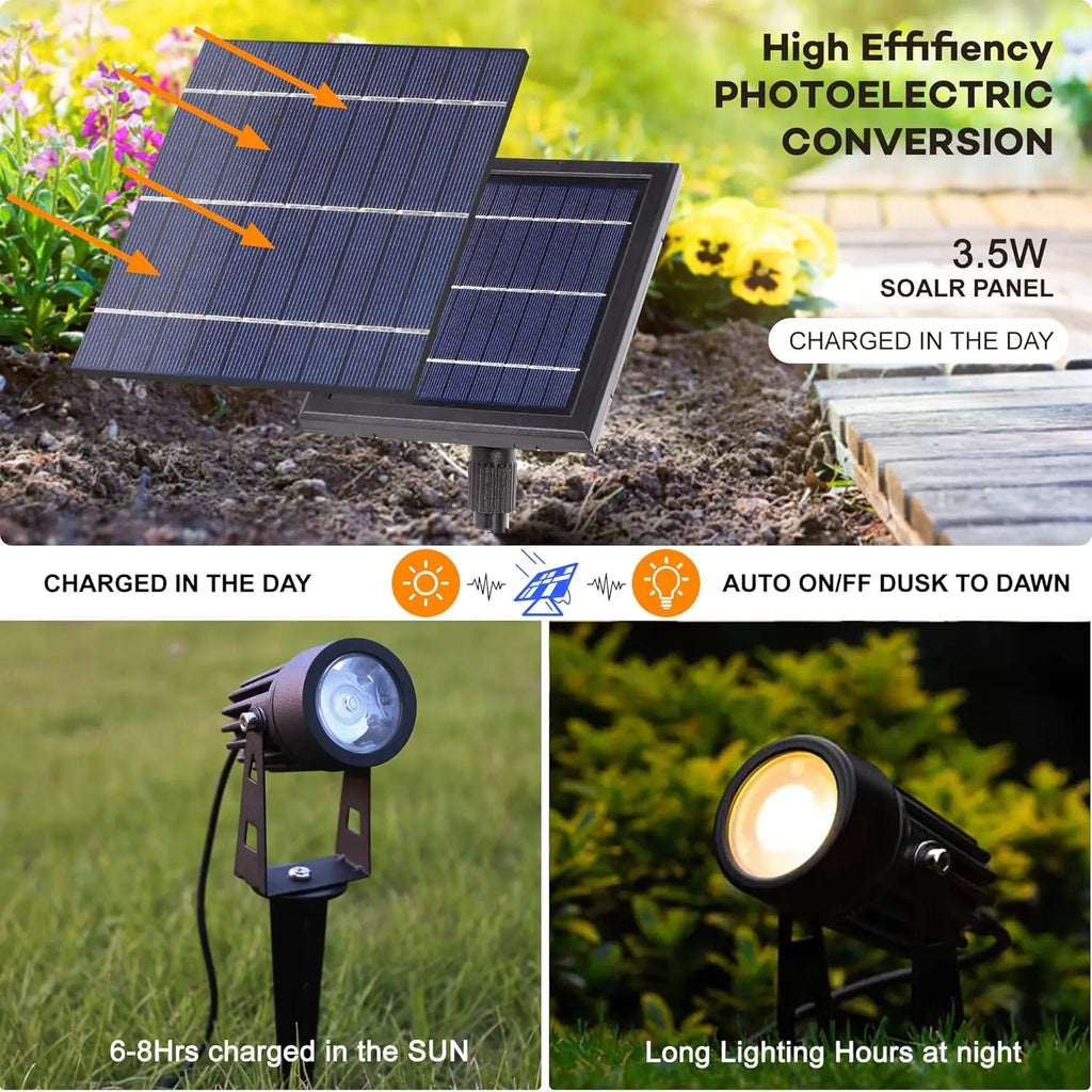 Solar-Powered Aluminum LED Spotlight for Outdoor Garden Landscape with Adjustable Angle and Waterproof Design