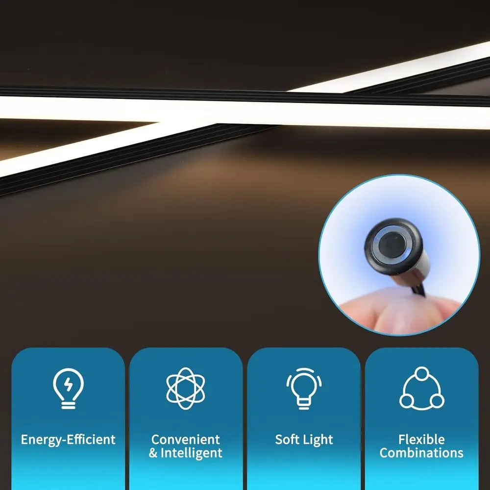6pcs Self-adhesive White LED Recessed Lighting Kit with Smart Switch, 3000k Touching Switch for Home Decor, Under Cabinet Strip