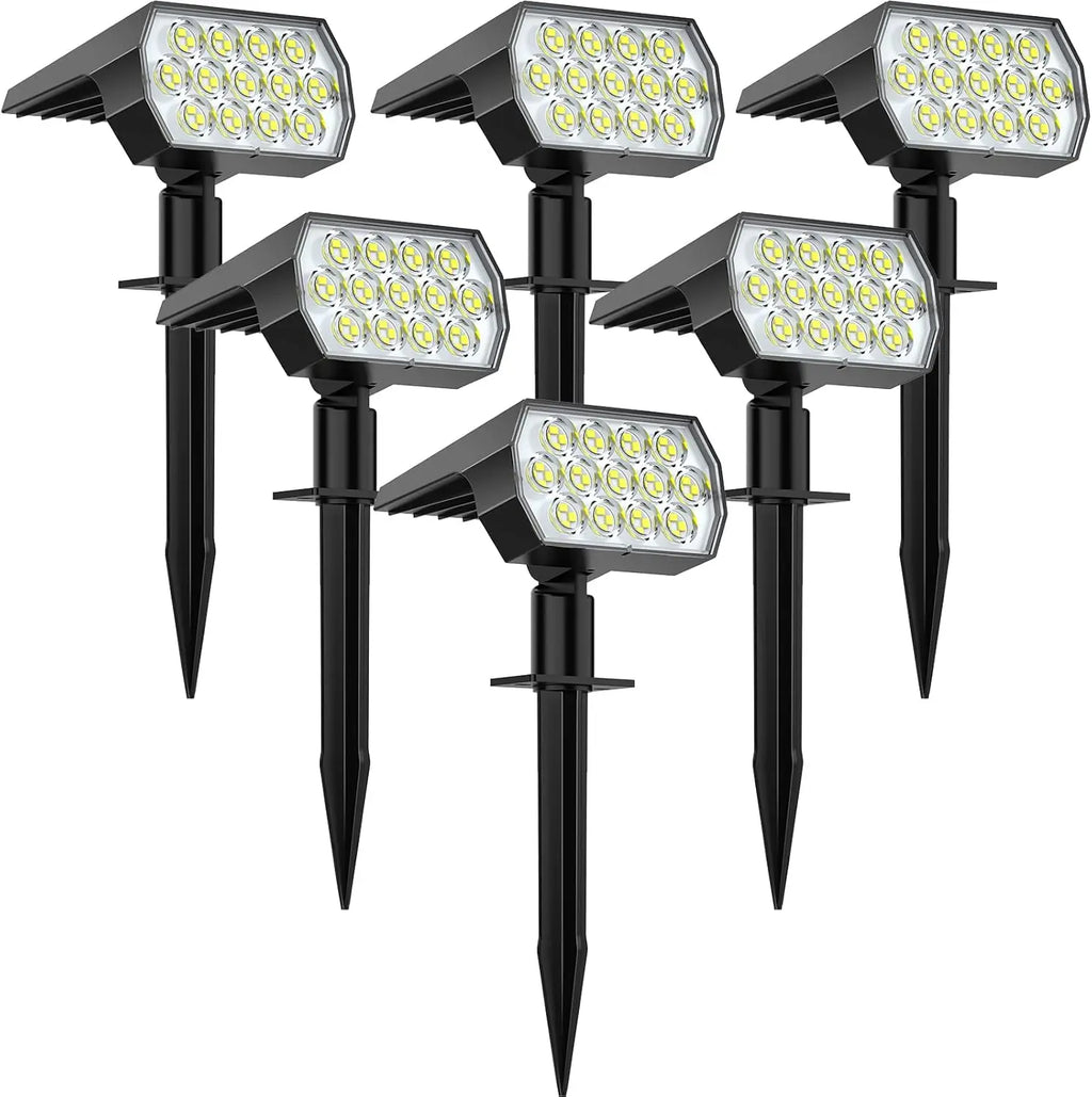 6 Pack Solar Spot Lights Outdoor, 65 LED 3 Modes IP68 Waterproof Landscape Lights for Garden Driveway Walkway