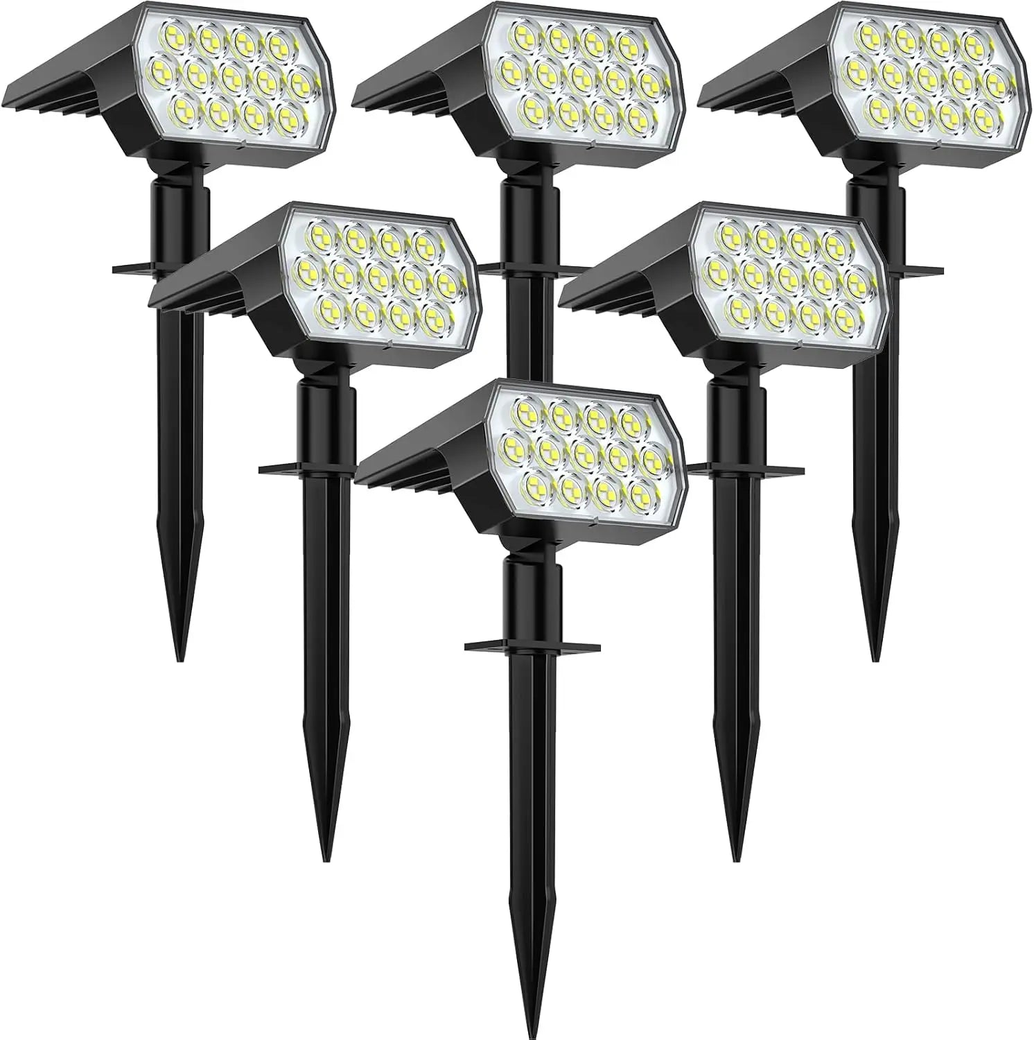 6 Pack Solar Spot Lights Outdoor, 65 LED 3 Modes IP68 Waterproof Landscape Lights for Garden Driveway Walkway