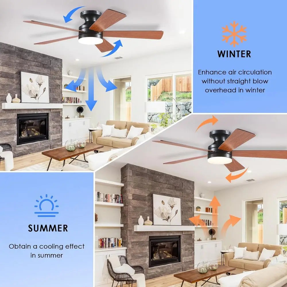 46IN Indoor/Outdoor Ceiling Light with Remote/APP, Low Profile Light with 6 Speeds, Dimming, Suitable for Bedroom, Living Room,
