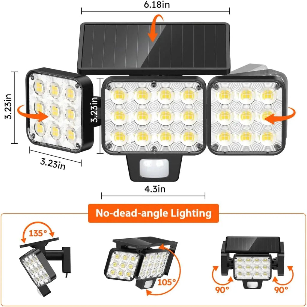 4-Pack Solar Motion Sensor Flood Lights, 3500LM Bright Waterproof Outdoor Security Lighting for Yard