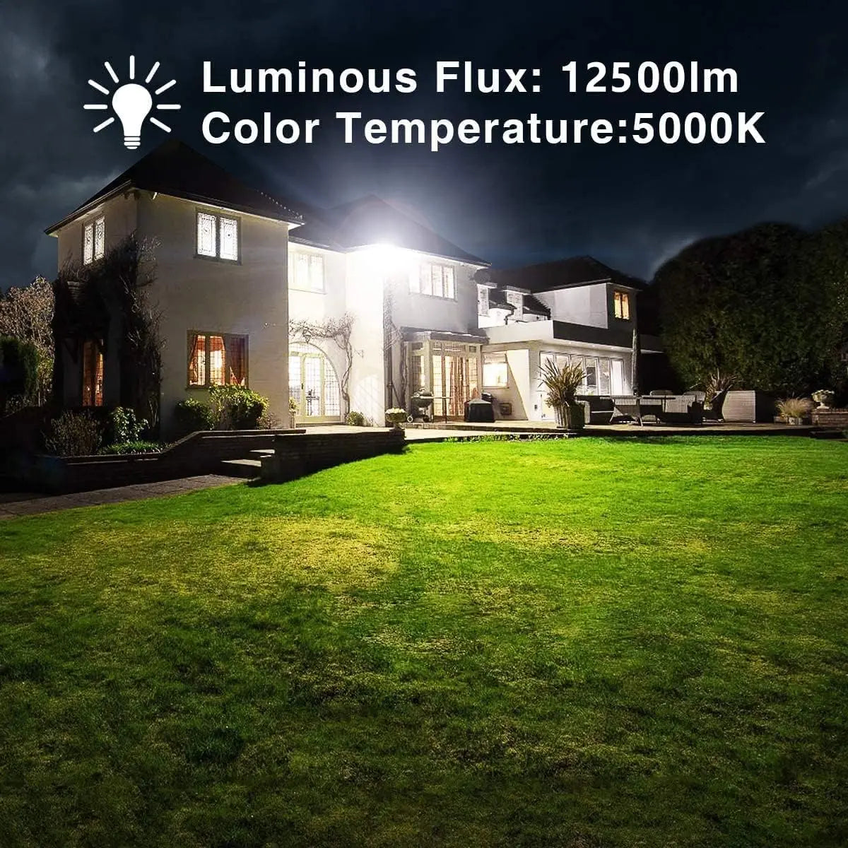 100W LED Flood Light, IP66 Waterproof Outdoor Security Lighting, 12500LM Bright for Yard Garden Court