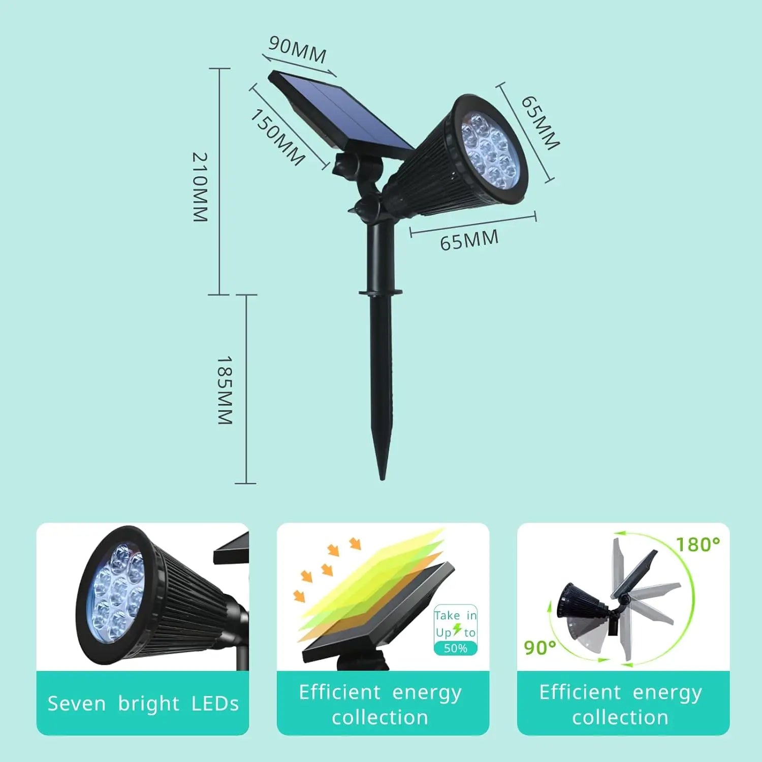 8 Mode Solar Spot Lights Outdoor, Color Changing Waterproof Landscape Lighting for Garden Patio Yard, 4 Pack