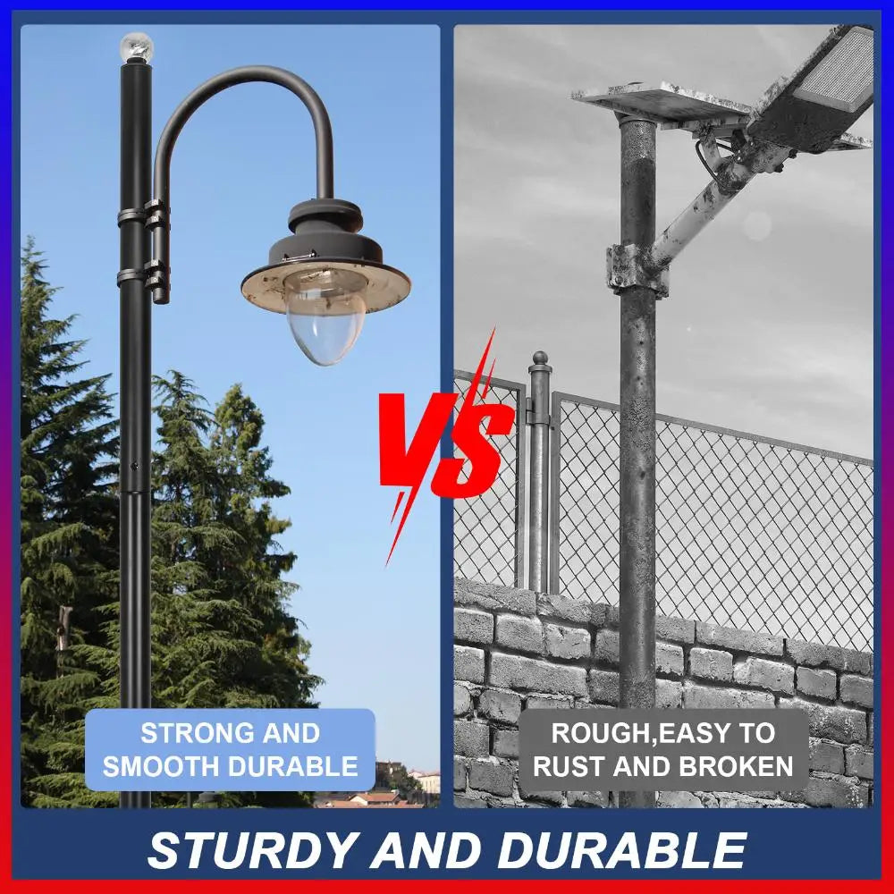 10Ft Tall Courtyard Light Pole with Rebar Cage Base Heavy Duty Street Lamp Post Weather-Resistant for Street/Parking Lots/Park