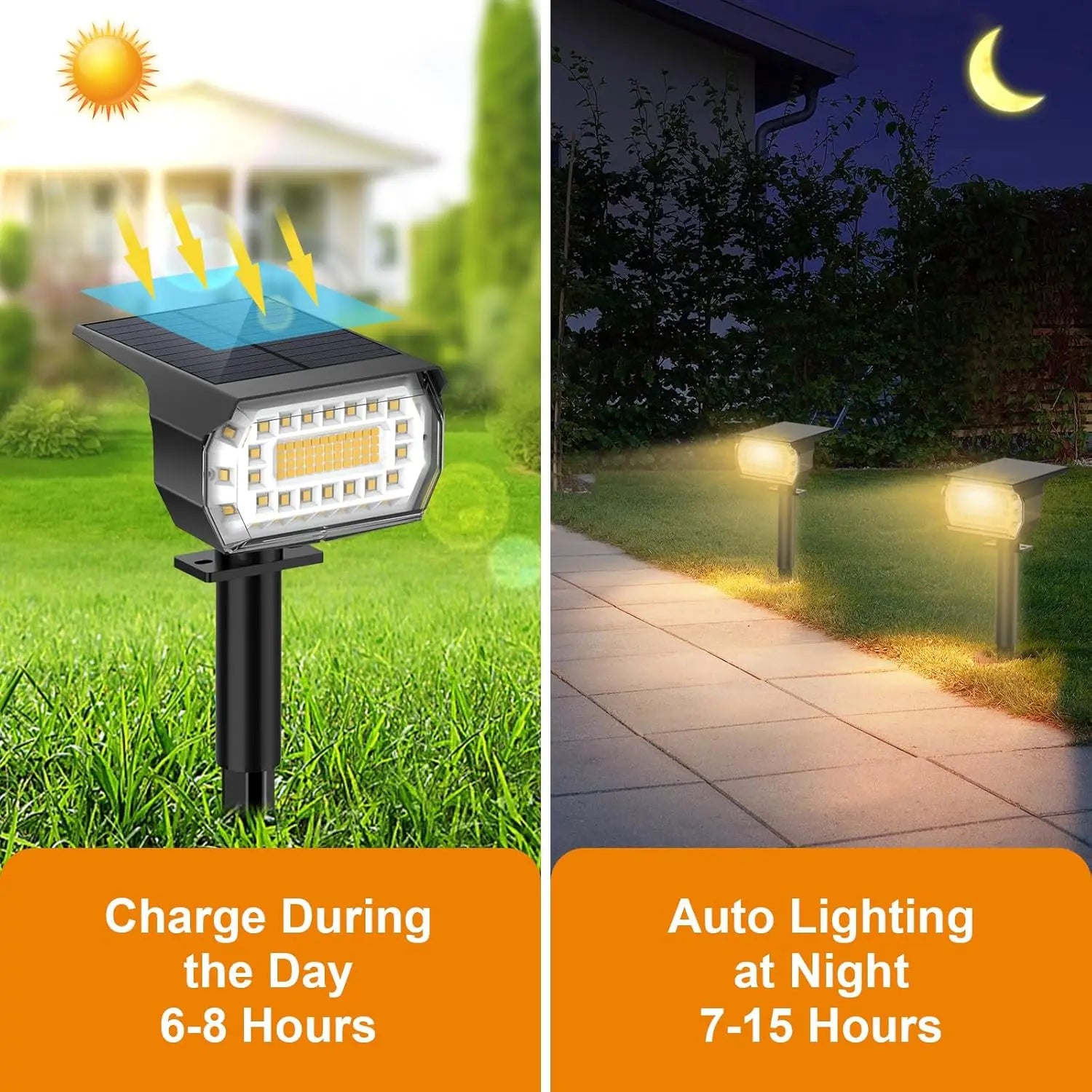 8-Pack Solar Spot Lights, 76 LED 3 Modes IP65 Waterproof Outdoor Landscape Wall Lighting for Garden Pathway Warm White