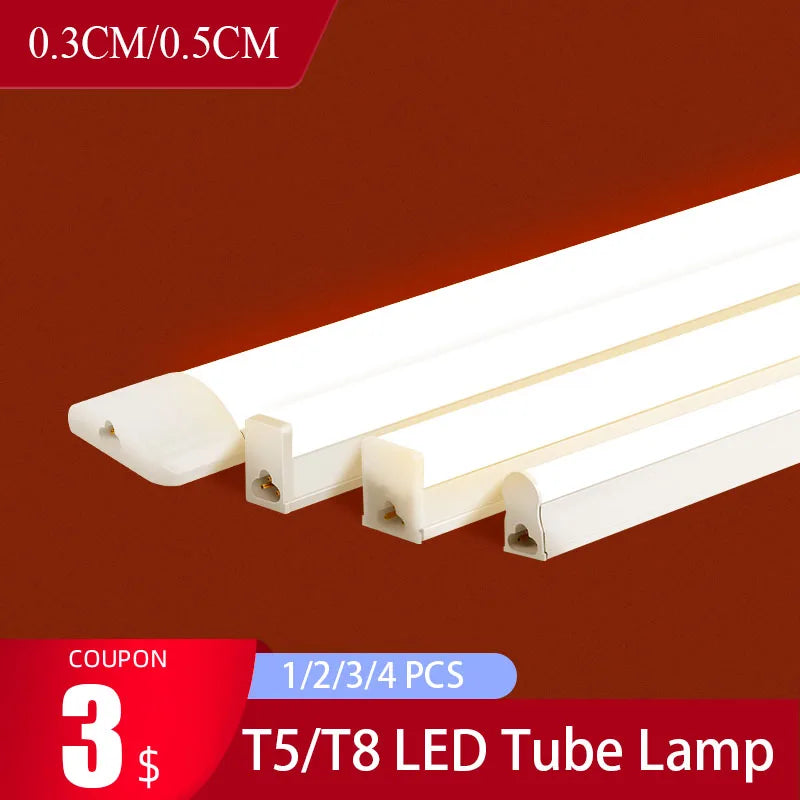 LED Light Cabinet With 1.8M Switch 0.3M/0.5M Kitchen Tube Lamp 10W/20W Super Bright For Home Bedroom Light Under kitchen Cabinet
