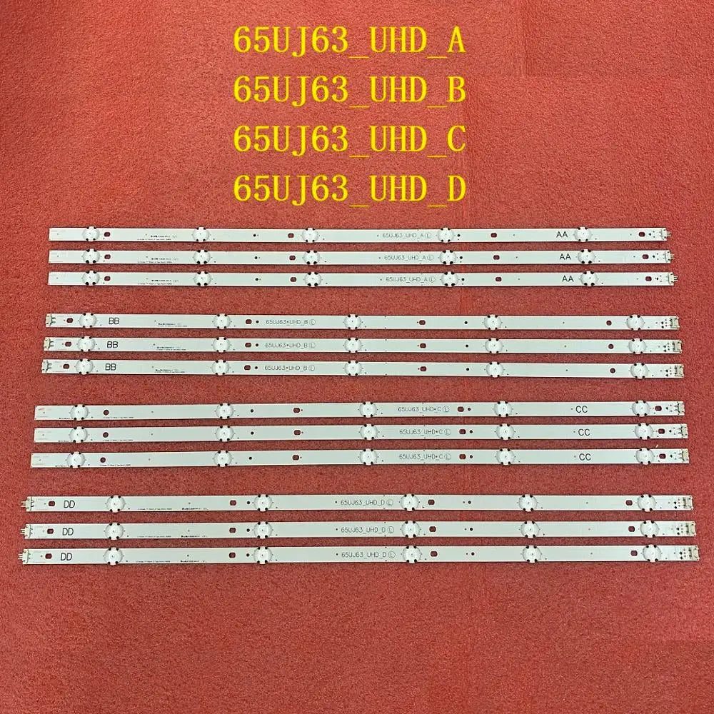 12 PCS/set LED backlight strip for TV 65UJ634V 65UJ6300 65UJ630V 65UJ5500 65UK6100 65UJ63_UHD_A B C D NC650DGEAAFX7 EAV64054301