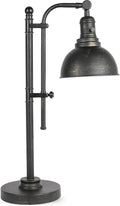 Adjustable Industrial Desk Lamp in Aged Bronze Finish, 25-29 Inch Height, ETL Certified Vintage Task Light
