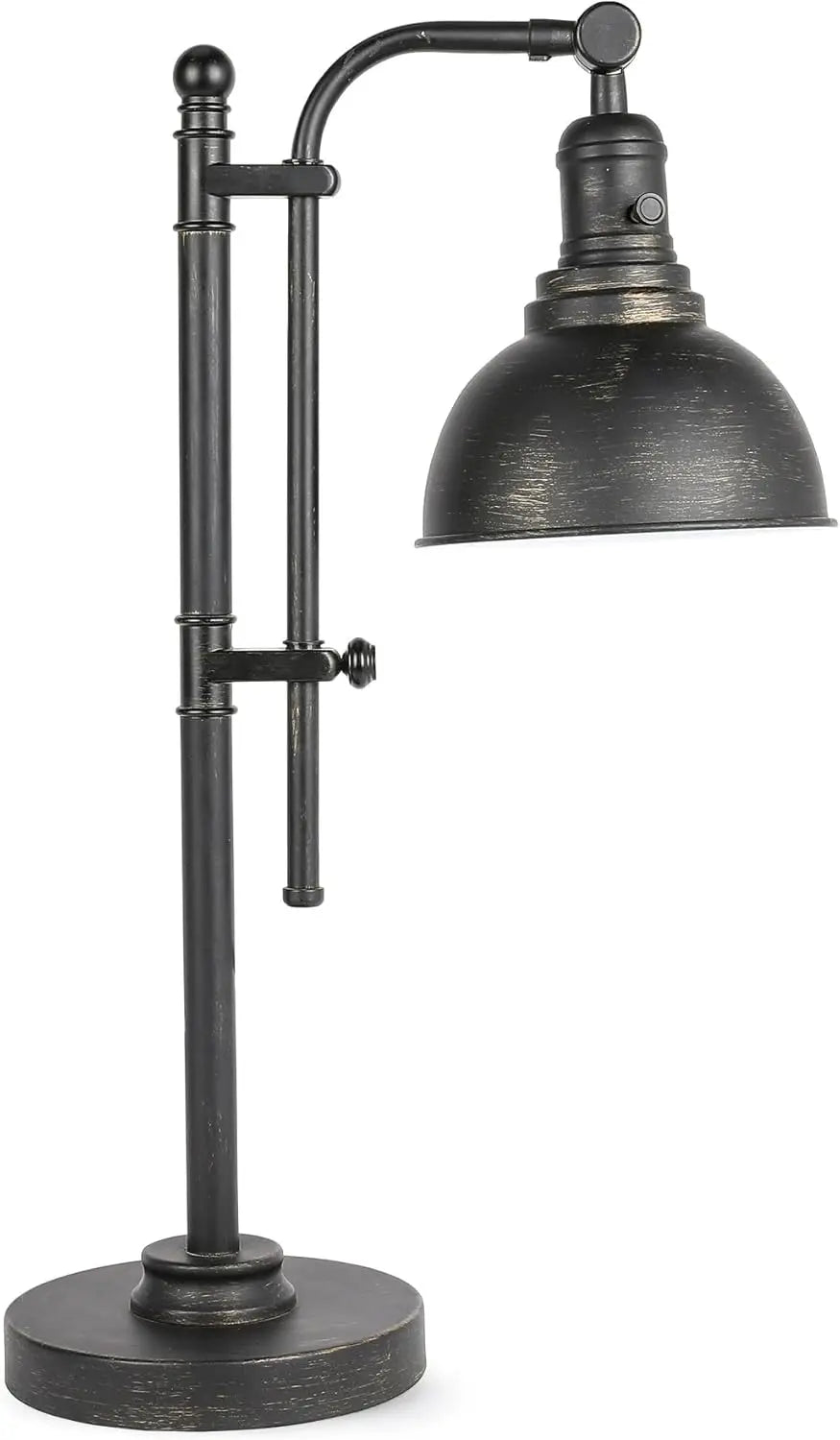 Adjustable Industrial Desk Lamp in Aged Bronze Finish, 25-29 Inch Height, ETL Certified Vintage Task Light