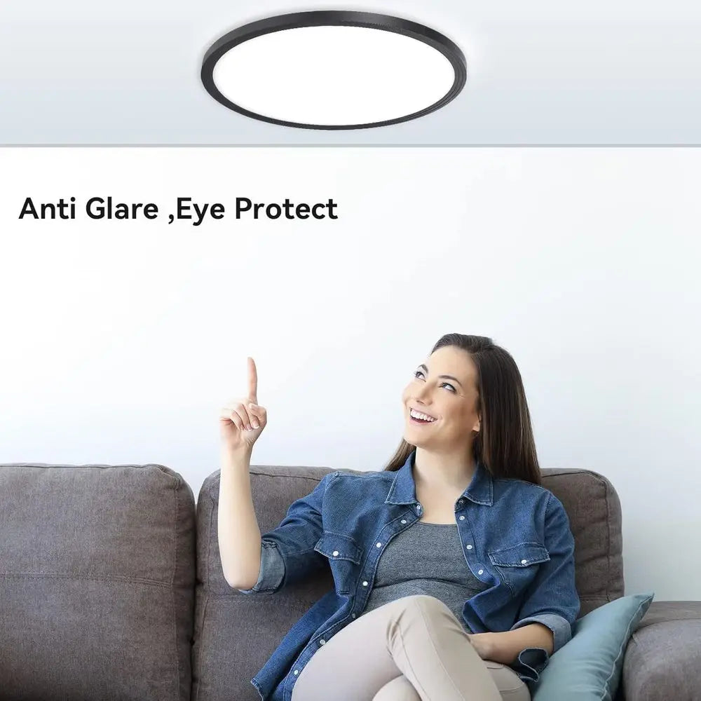 12 Inch 3200LM LED Ceiling Lights, Black 28W Slim Ceiling Light Fixture Round Day White 6000K Thin Round Flat Ceiling Light 120V