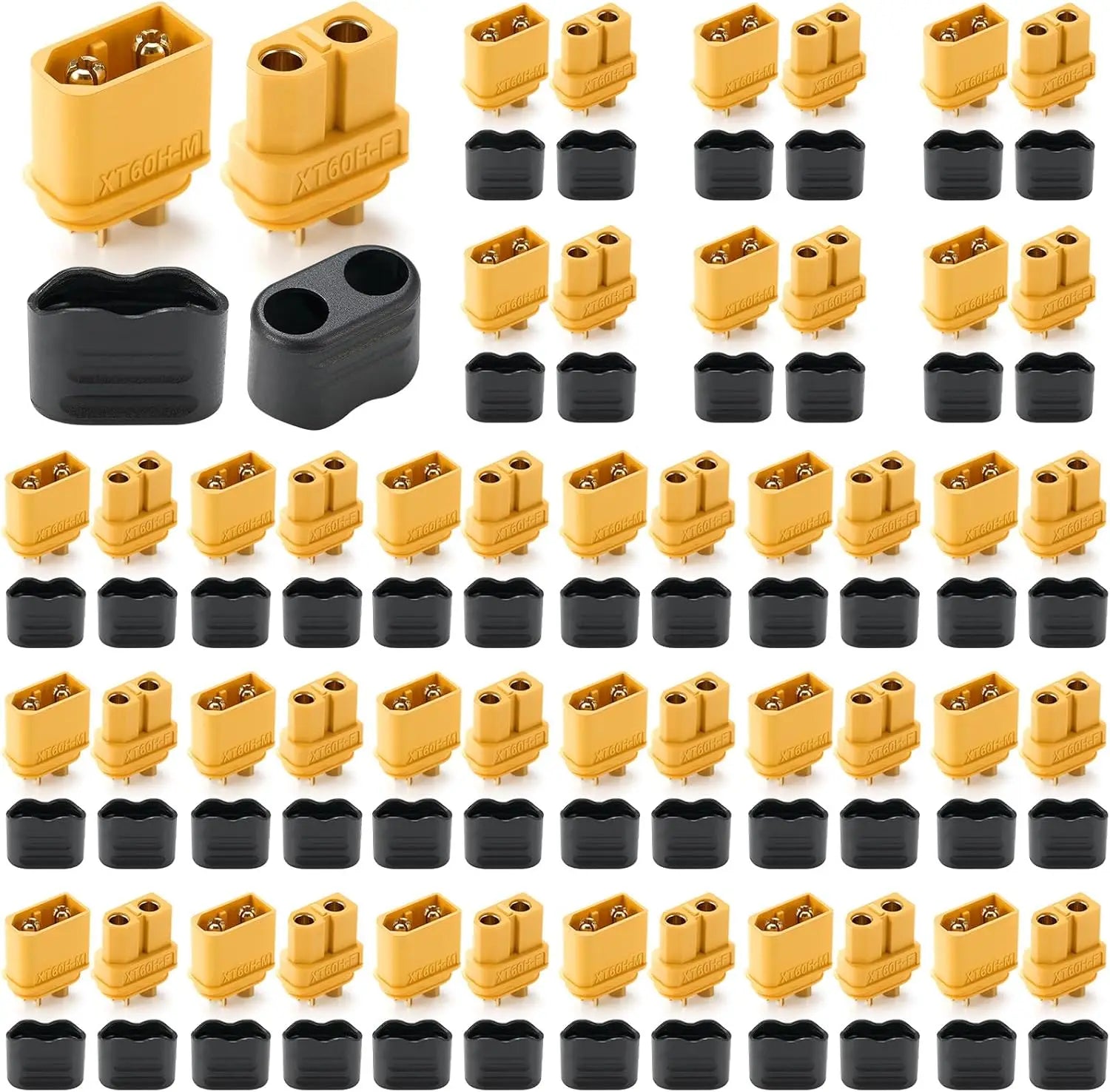 10 Pair XT60H (XT60 Upgrade) Connectors, XT60H Male Female Bullet Connectors Plugs with Sheath for Lithium Battery RC Planes Car