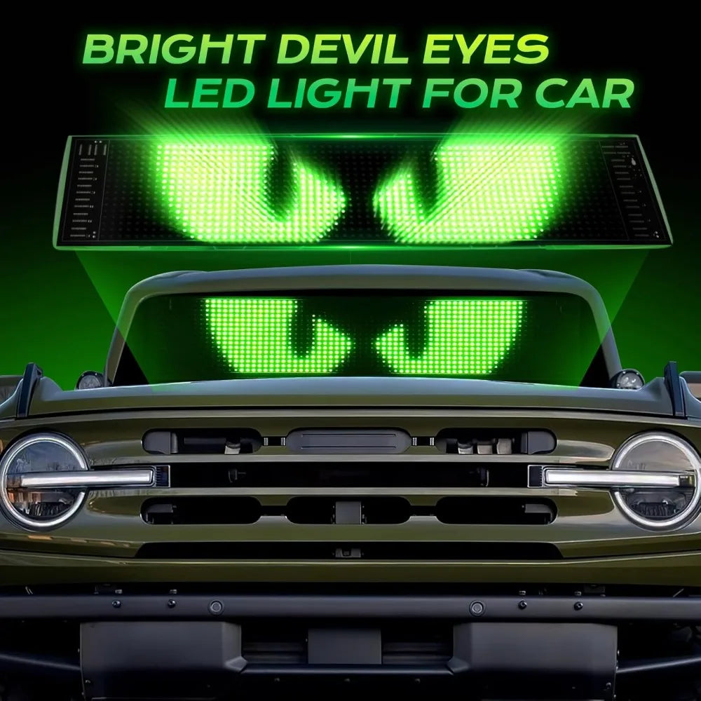 Devil Eyes LED Light for Cars Flexible Scrolling LED Display App Control Dynamic DIY Pattern Text Eye Lights for Car Windshield