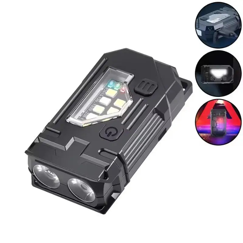 Mini Keychain EDC Flashlight - Rechargeable Magnetic Torch Light With Pen Clip & Hat Clip, Super Bright Lamp For Outdoor/Fishing
