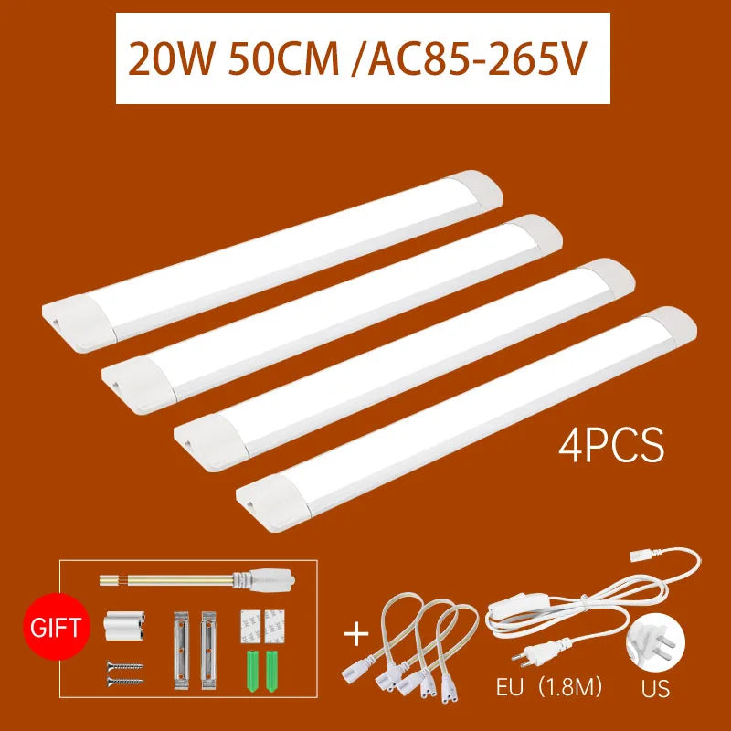 LED Light Cabinet With 1.8M Switch 0.3M/0.5M Kitchen Tube Lamp 10W/20W Super Bright For Home Bedroom Light Under kitchen Cabinet