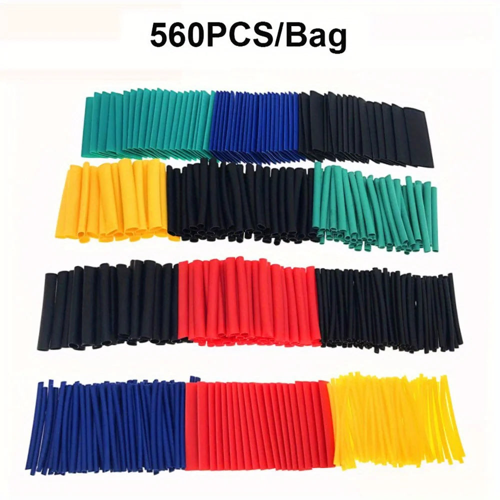 164/560pcs Polyolefin Heat Shrink Tubing Set 2:1 Shrink Ratio for Wires Cables Multicolor Sleeves