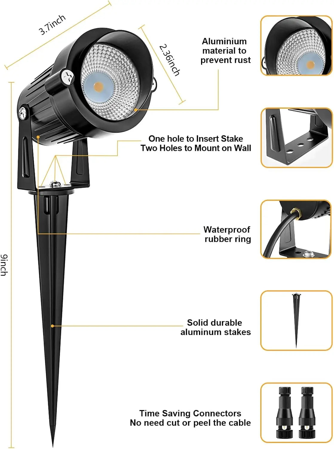 12W RGB Low Voltage Landscape Lights, LED Color Changing Outdoor Spotlight, IP66 Waterproof for Yard Garden Path (12 Pack)