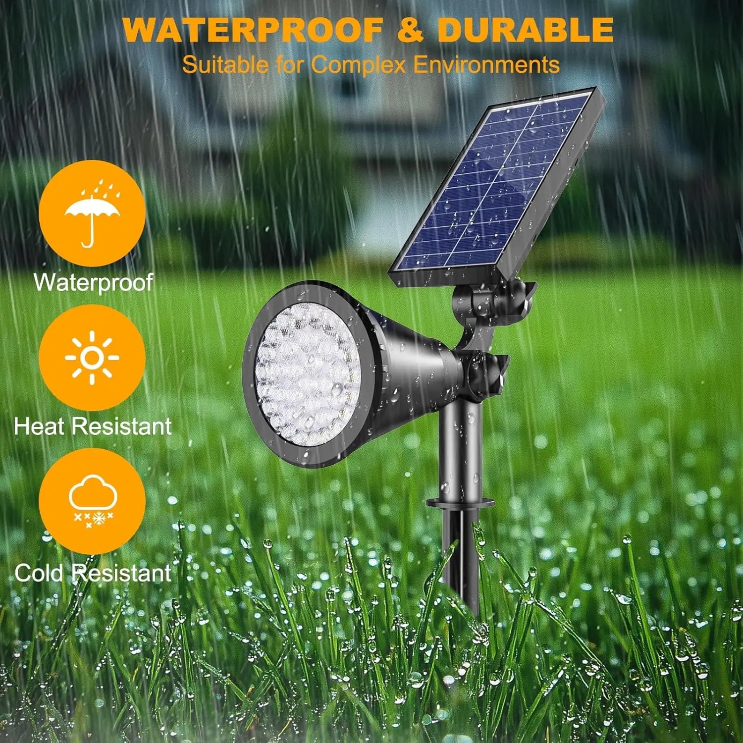 36 LED Solar Spot Lights, 1000LM Adjustable Waterproof Outdoor Lighting for Garden Yard Pathway - 4 Pack Cool White