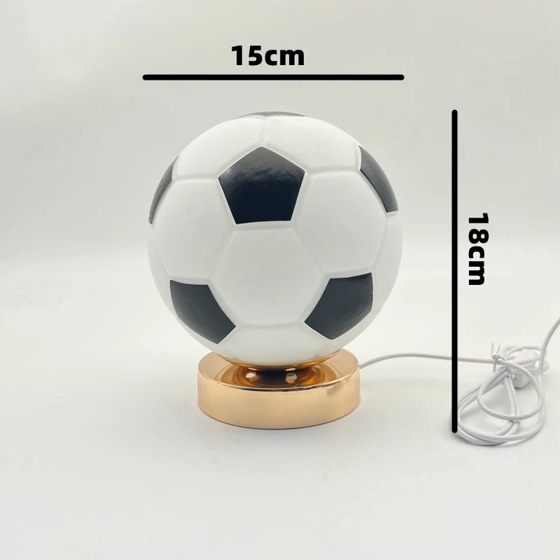 Football Glass Table Lamp High-End LED Bedroom Study Bedside Decor Ambient Lamp