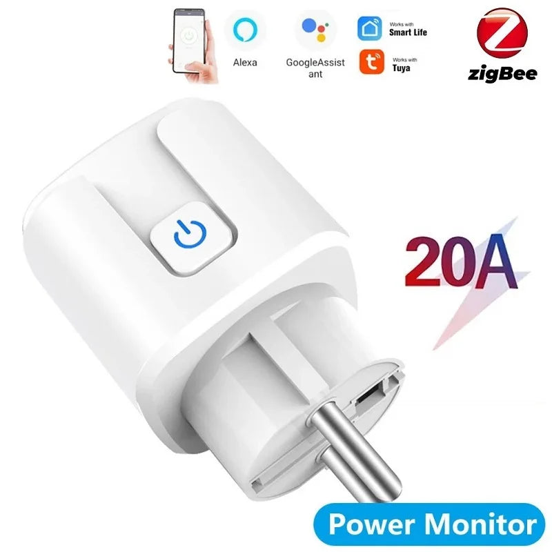 Smart Plug WiFi Socket EU 16A/20A With Power Monitor Timing Function Tuya Smart Life APP Control Works With Alexa Google Home