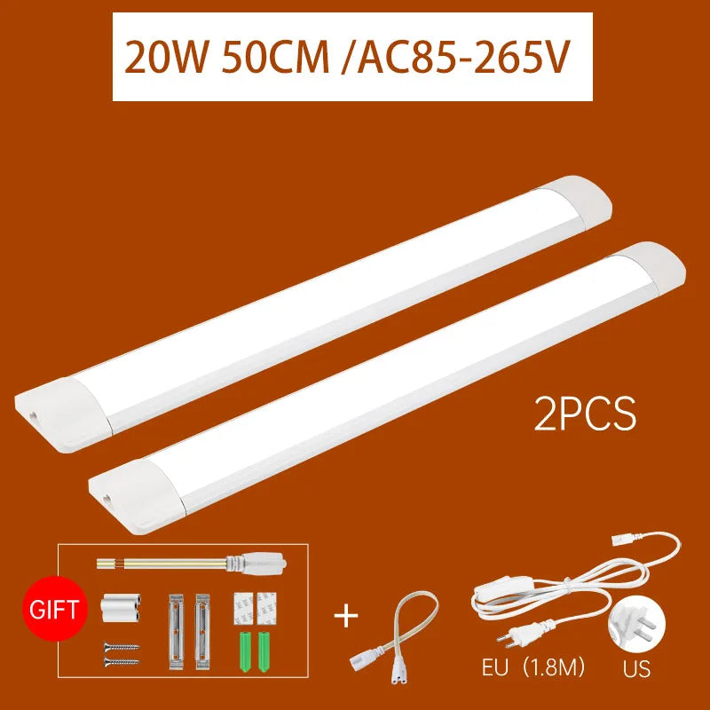 LED Light Cabinet With 1.8M Switch 0.3M/0.5M Kitchen Tube Lamp 10W/20W Super Bright For Home Bedroom Light Under kitchen Cabinet