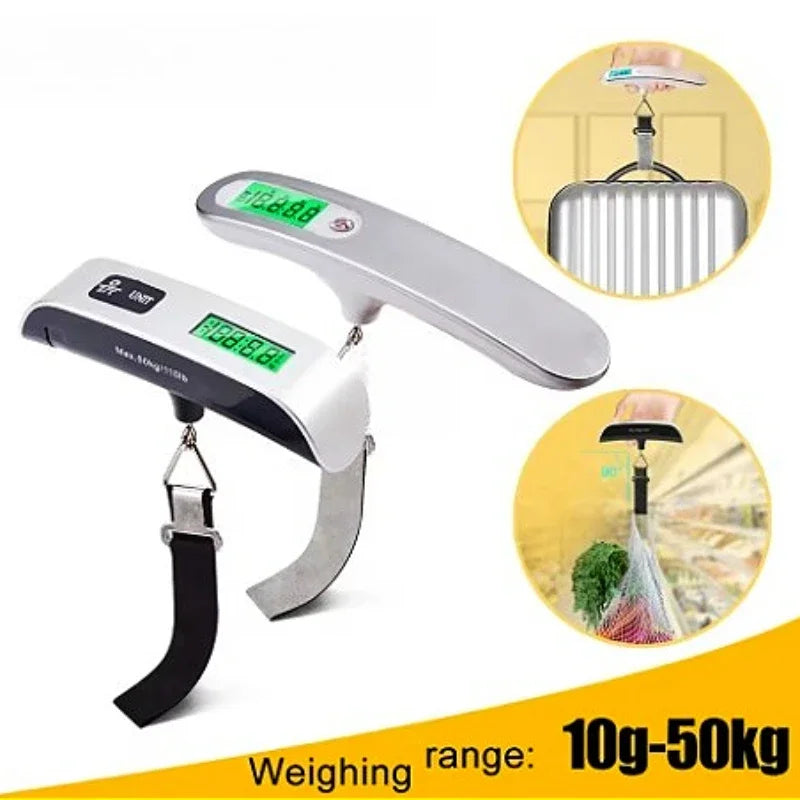 50kg/110lb Portable Digital Luggage Weight Scale LCD Display Pocket Electronic Suitcase Travel Scale Balance Baggage Weight Tool