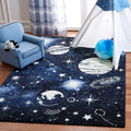 Kids' Playroom Rug 6'7" x 9', Dark & Light Blue, Non-Shedding & Easy Clean for High Traffic Areas