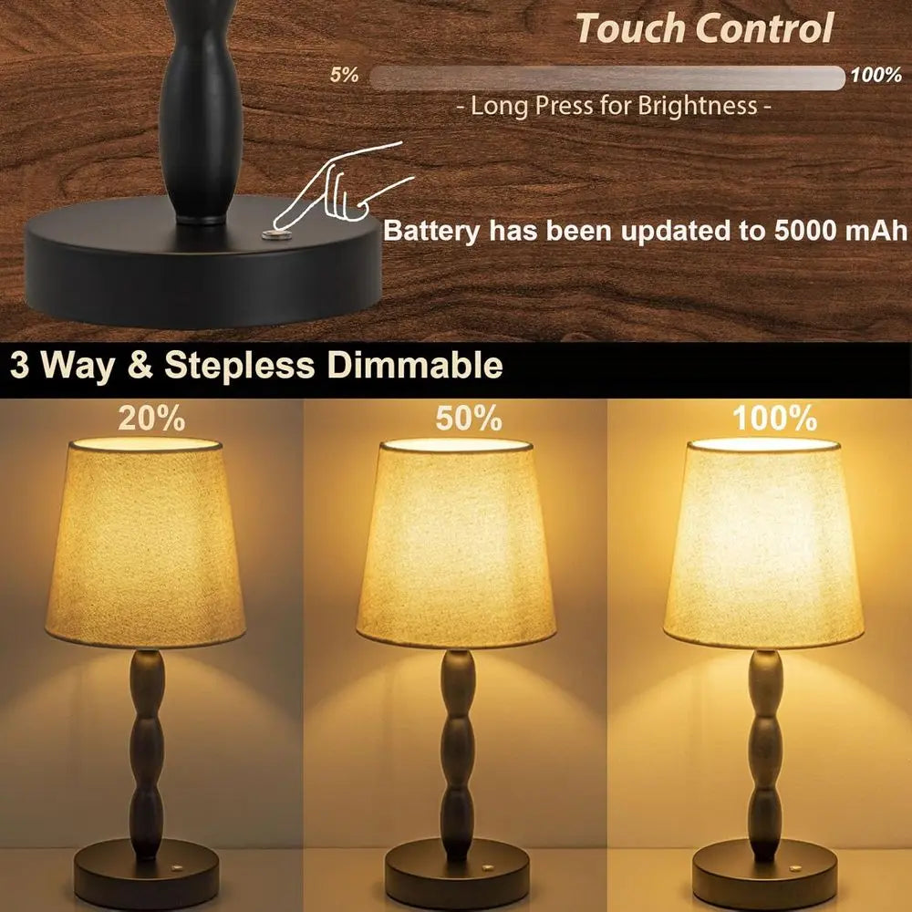CASTLELIE Portable CordlTable Lamp,Touch Desk Lamp Rechargeable Battery Powered, 3-Level BrightnSteplDimmable Bede Night Lamp,or