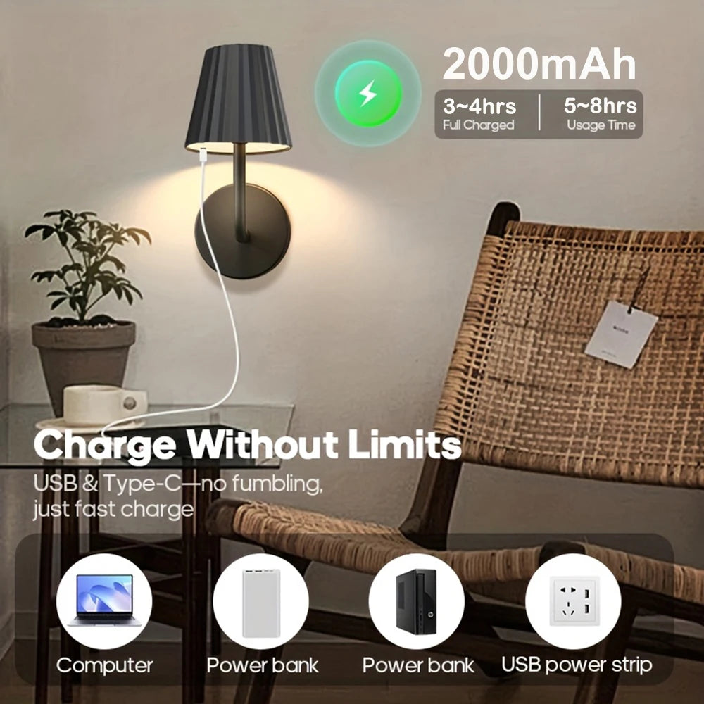 Battery Operated Wall Sconces, Wireless Wall Sconces Dimmable Bulb and Remote, LED Rechargeable Wall Sconce for Bedroom Living