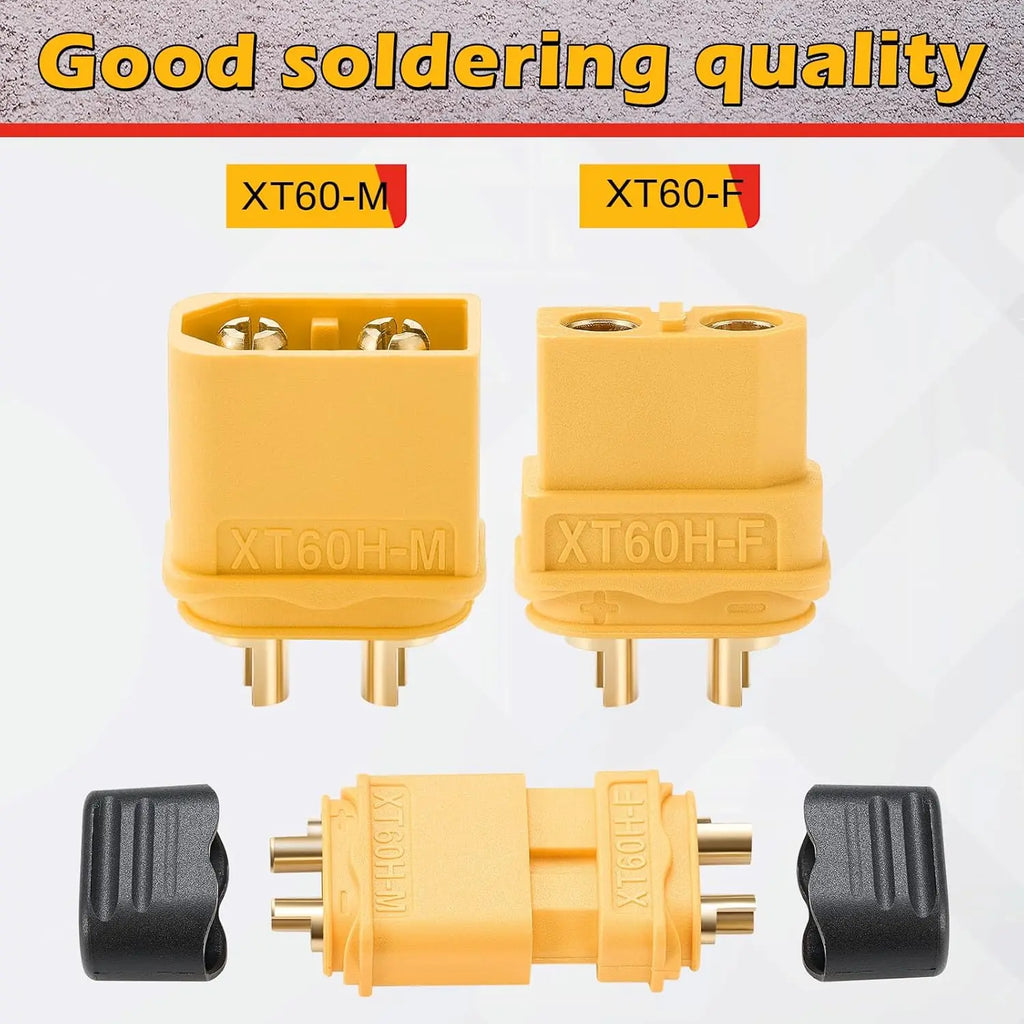 10 Pair XT60H (XT60 Upgrade) Connectors, XT60H Male Female Bullet Connectors Plugs with Sheath for Lithium Battery RC Planes Car