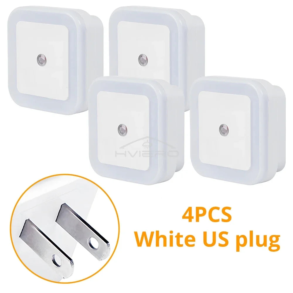 1/2/4PCS LED Wireless Sensor Night Light EU US Plug Mini Square For Baby Children Living Room Bedroom Corridor Lighting Lamps