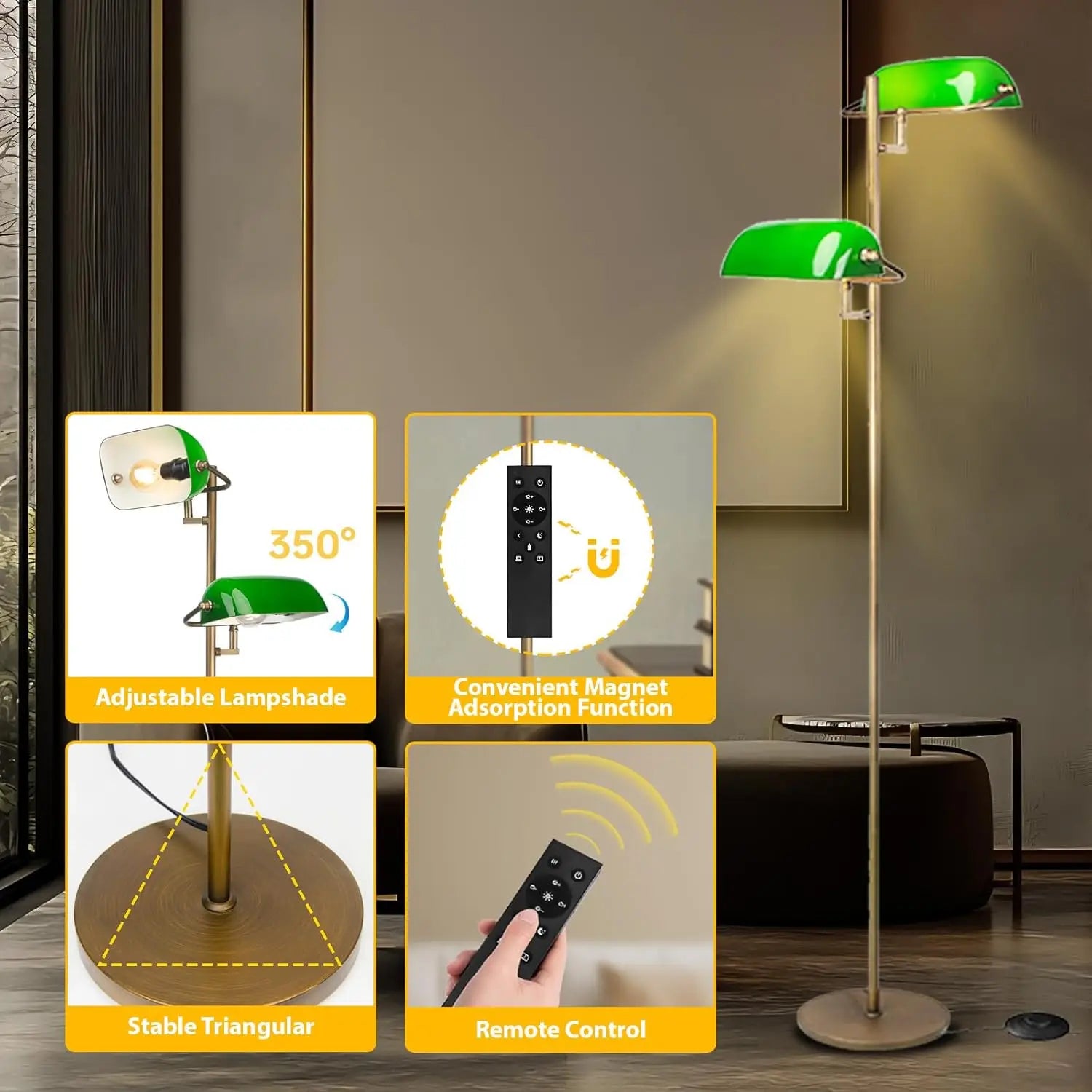 Dimmable LED Floor Lamp with Remote & Foot Switch, Adjustable Color Temperature for Living Room Bedroom Office