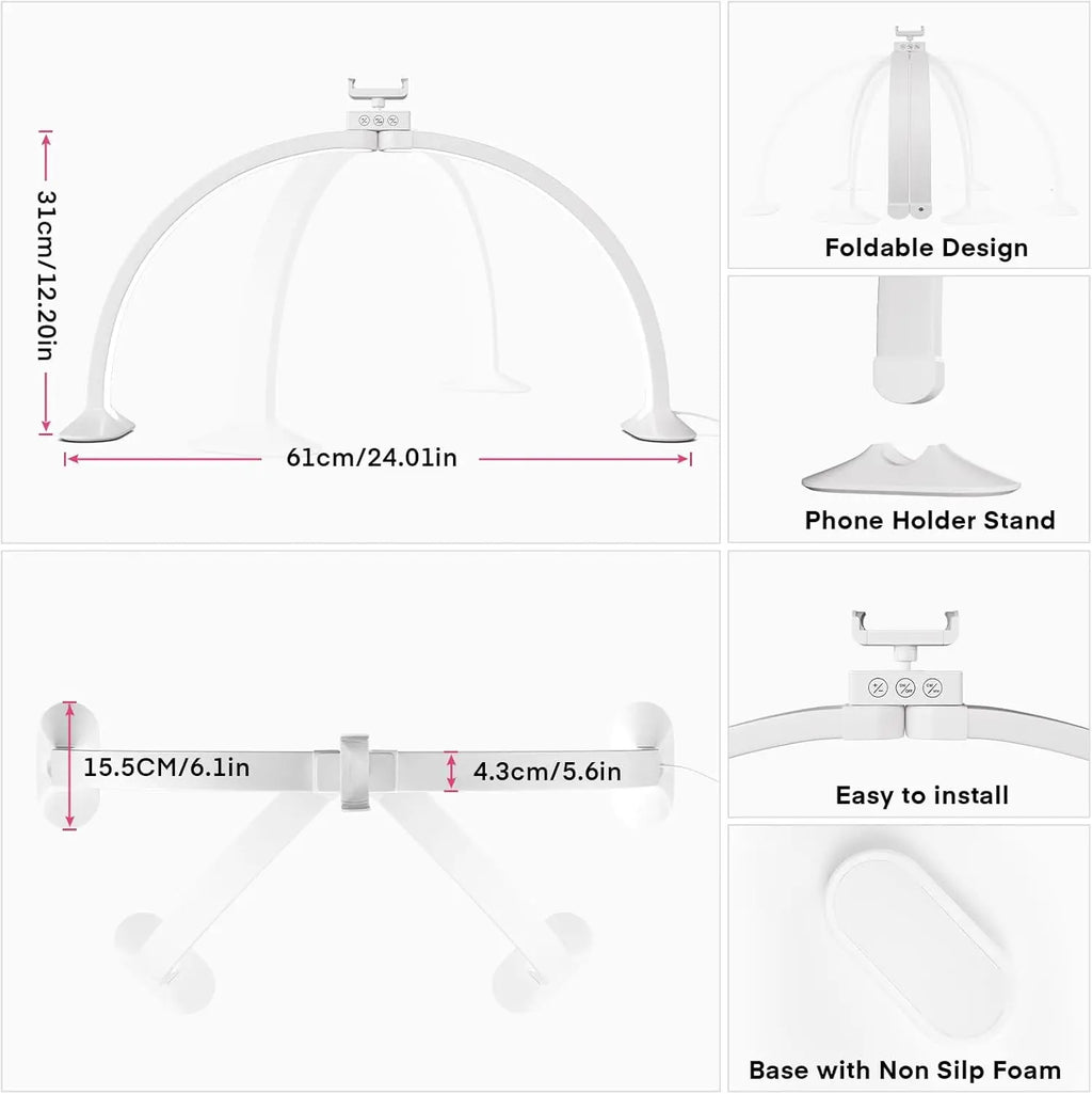Half Moon Light U-Shaped Nail Art Home Beauty Lamp Beauty Salon Desktop Nail Care Simple Led Work Desk Lamp 36W 24inch Light