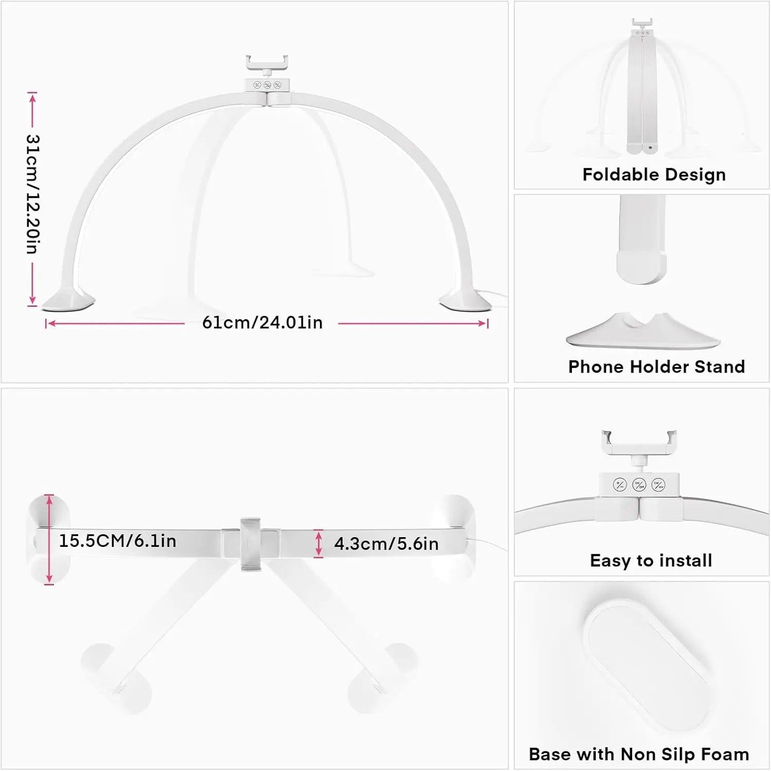 Half Moon Light U-Shaped Nail Art Home Beauty Lamp Beauty Salon Desktop Nail Care Simple Led Work Desk Lamp 36W 24inch Light