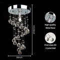 Elegant Spiral Lush Mount Raindrop Crystal Ball Pendant Ceiling Lamp Lighting Fixtures for Bedroom Hallway Living Room D8 x H15.