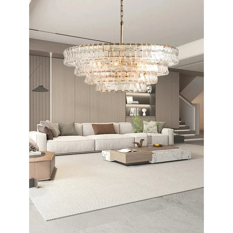 Gray Glass Ceiling Chandeliers 2026 Classic Round Hanging Lamps for Ceiling Home Decoration Lighting Gold Lustres Lamparas