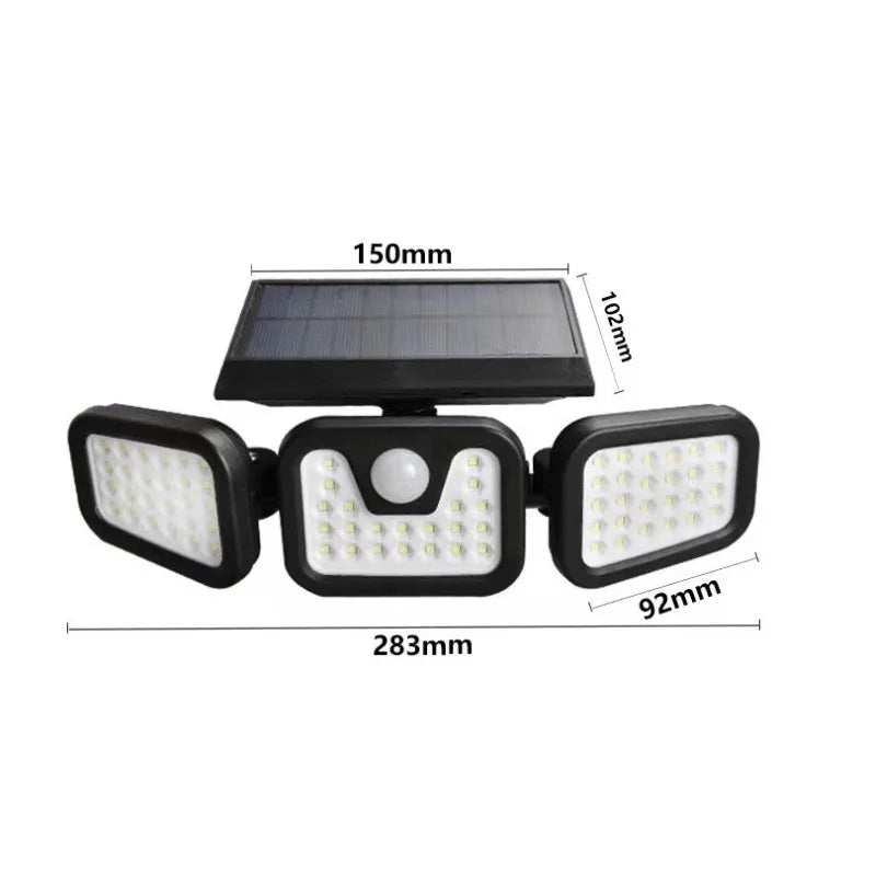 Solar Wall Lamp Garden Lamp Human Body Sensing Streetlight Rotatable Three Lights Street Lamp Energy Conservation Waterproof