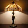 Yellow Hexagon Stained Glass Table Lamp, 16x16x24 Inches, Metal Base for Bedroom Living Room Office Decor