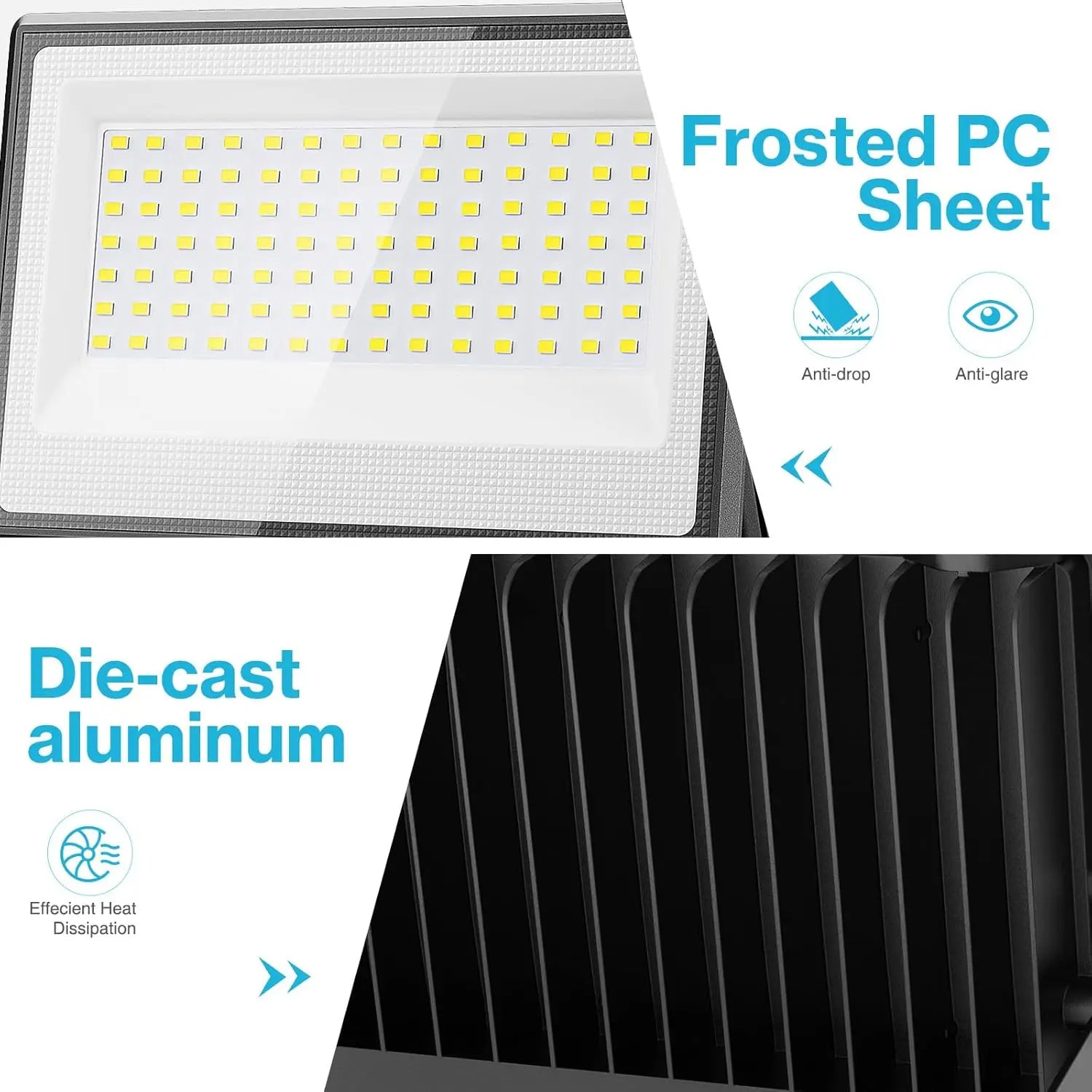 130W LED Flood Light, 13000lm Outdoor Work Light with Plug, IP66 Waterproof Security Lights for Yard Stadium Lawn