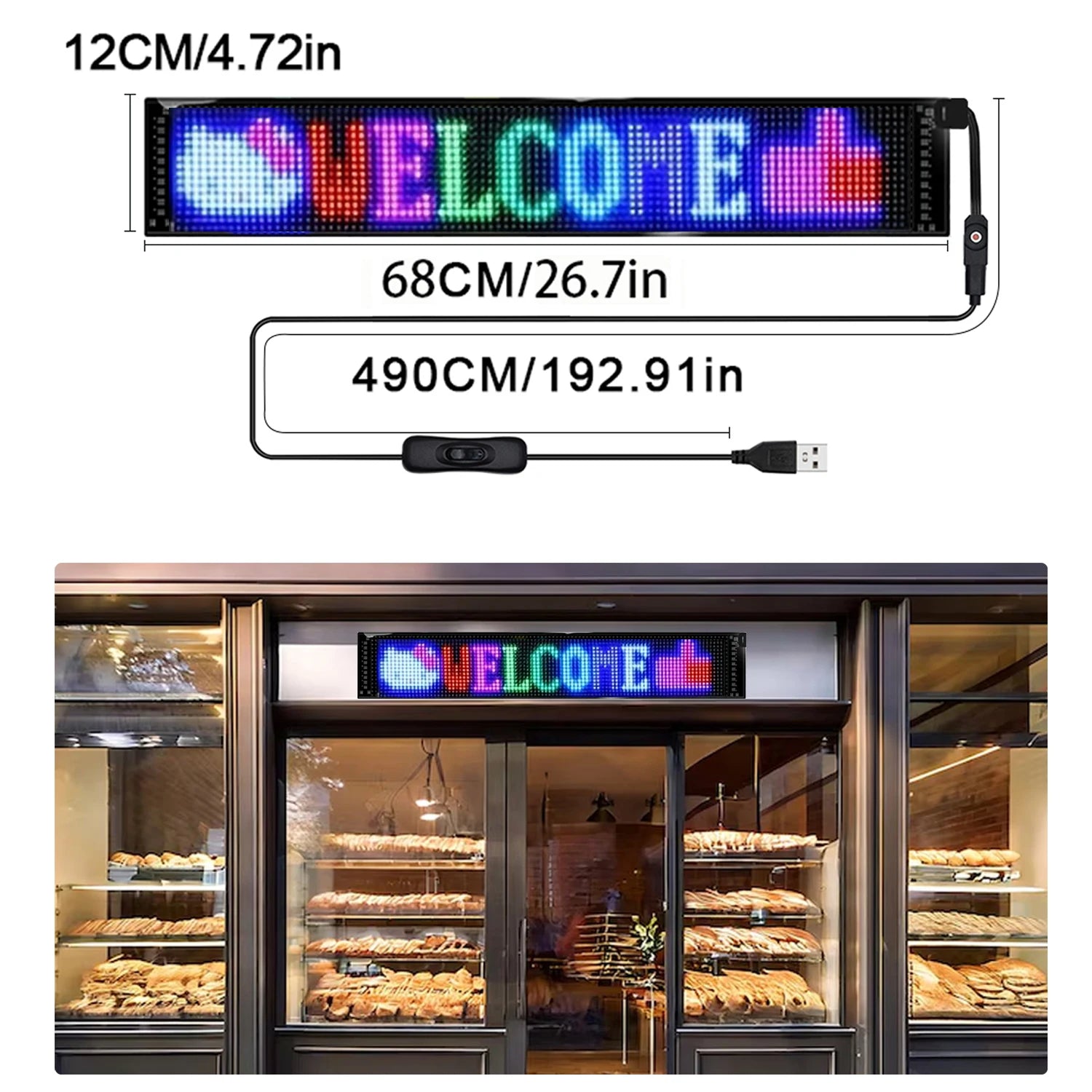 LED Flexible Screen Scrolling Advertising LED Signage USB 5V Bluetooth App Control Programmable Text Pattern Clock LED Car sign
