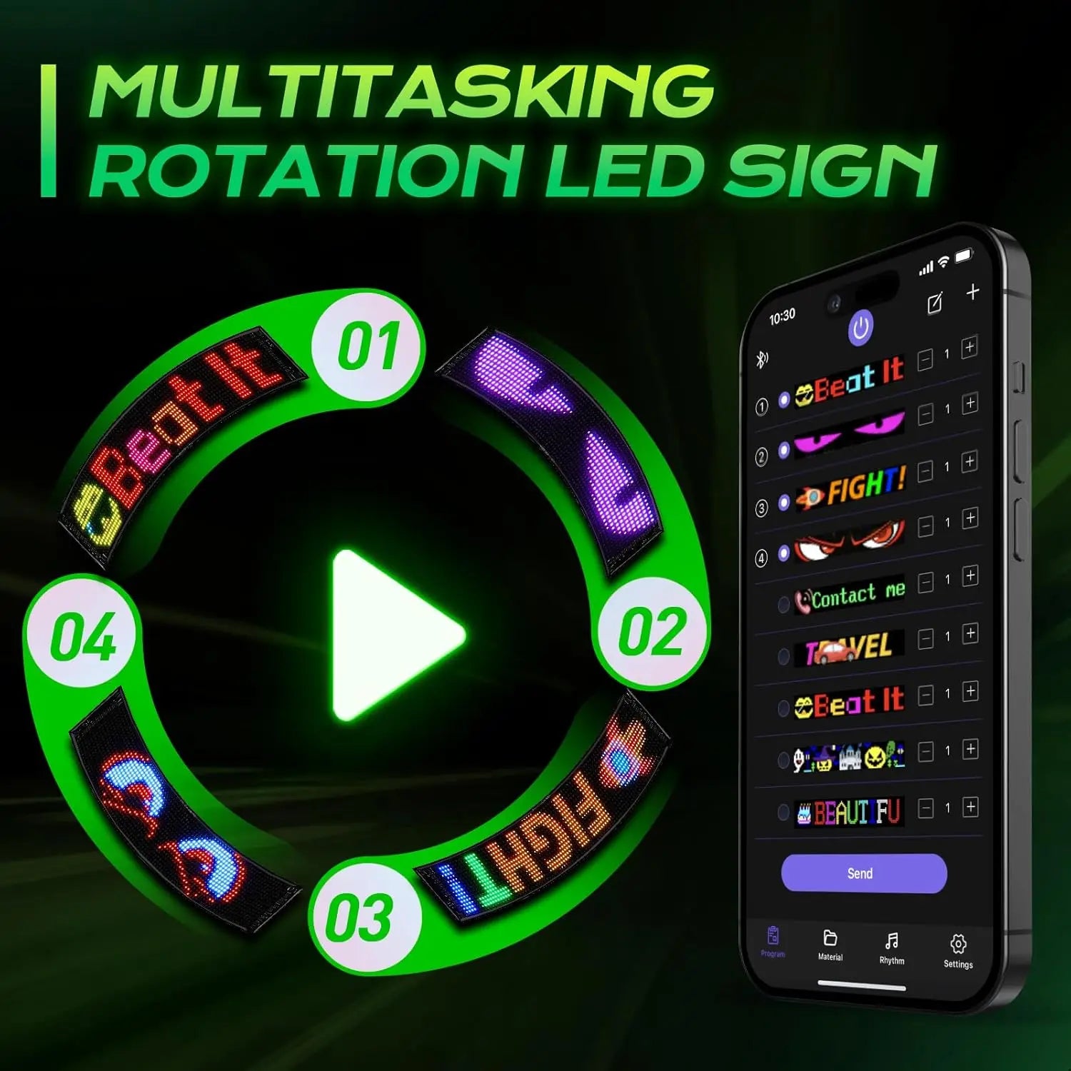 LED Flexible Screen Scrolling Advertising LED Signage USB 5V Bluetooth App Control Programmable Text Pattern Clock LED Car sign
