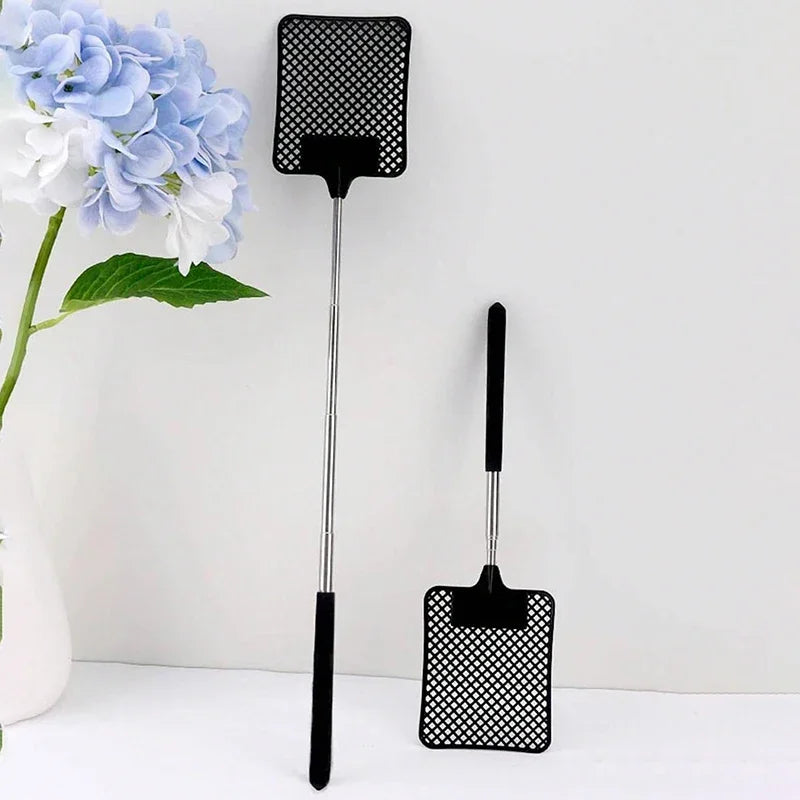 1 Pack Of Black Creative Fly Swatter Mosquito Swatter Stainless Steel Expansion Design Fly Repellent Supplies