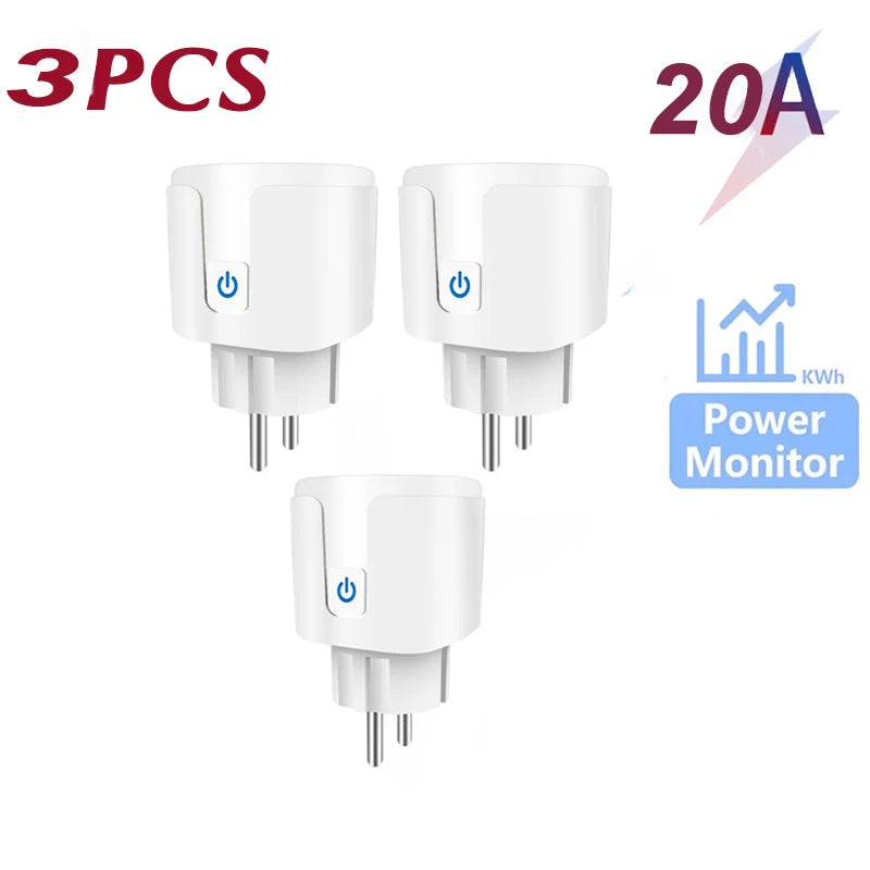 Smart Plug WiFi Socket EU 16A/20A With Power Monitor Timing Function Tuya Smart Life APP Control Works With Alexa Google Home