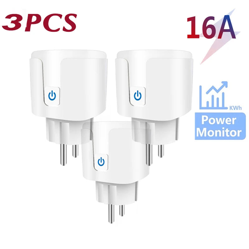 Smart Plug WiFi Socket EU 16A/20A With Power Monitor Timing Function Tuya Smart Life APP Control Works With Alexa Google Home