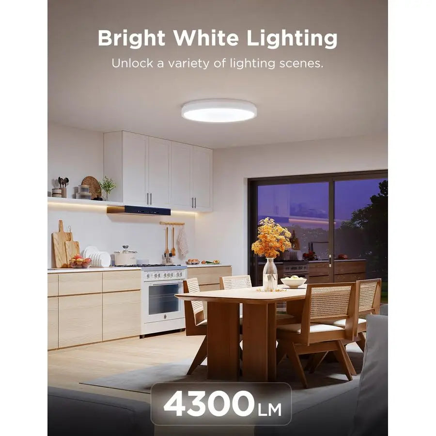 Smart Ceiling Light 4300LM, RGBIC LED Ceiling Light Fixture Works with Matter, Flush Mount Light Fixture, DIY Colors, 2700K6500