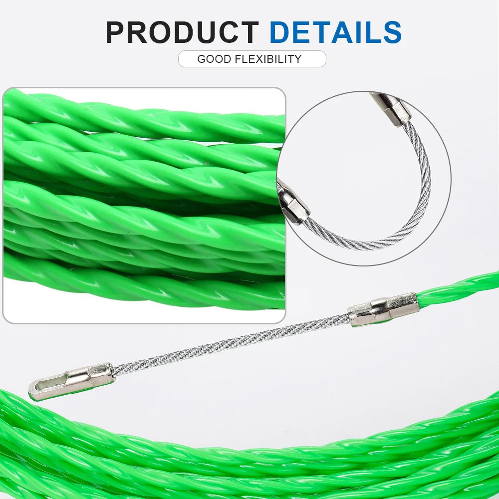 4mm 5M-50M Fiberglass Cable Push Pullers Guide Device Threader Duct Snake Rodder Fish Tape Wire Wiring Installation Aid Tool
