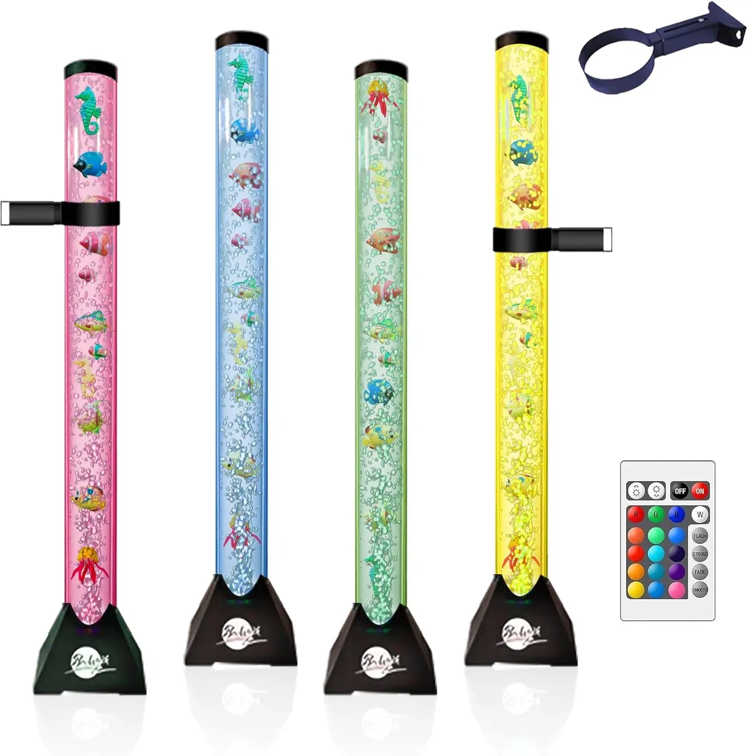 4ft LED Water Bubble Tube Lamp with 16 Color Changing Effects, Remote Control & Fish Decor for Kids and Home