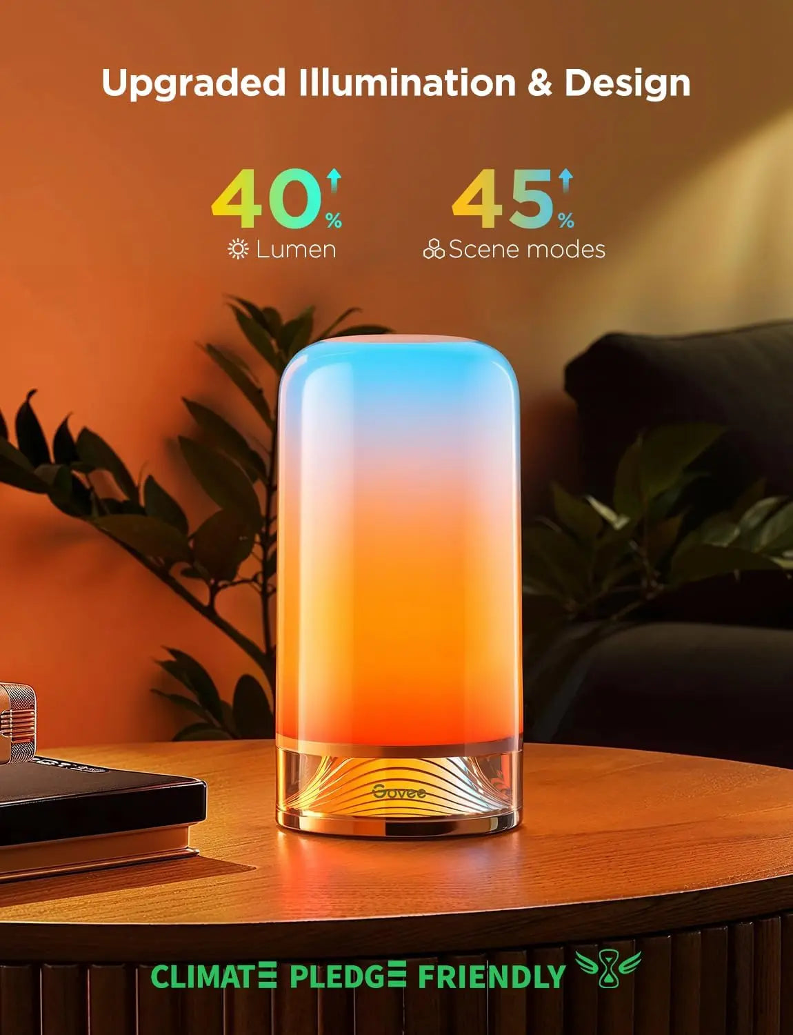 RGBIC Smart Table Lamp, Touch Bedside Desk Light with Alexa & Matter, 64 Scene Modes for Bedroom Living Room Night Light