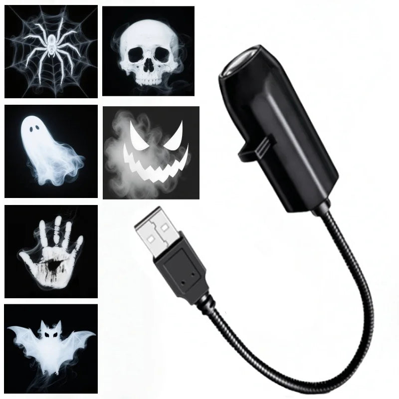 Skull Projection Lamp 1+3 Switchable Pattern Design Led Night Light Suitable for Room Wall Ceiling Decoration Halloween Gift
