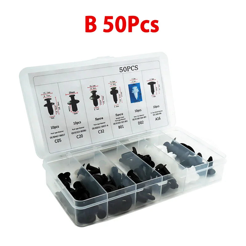 415/100/50 Pcs Universal Car Bumper Retainer Clips Fender Hole Rivets Fasteners Screw Mix Size Door Trim Panel Fender Parts Tool